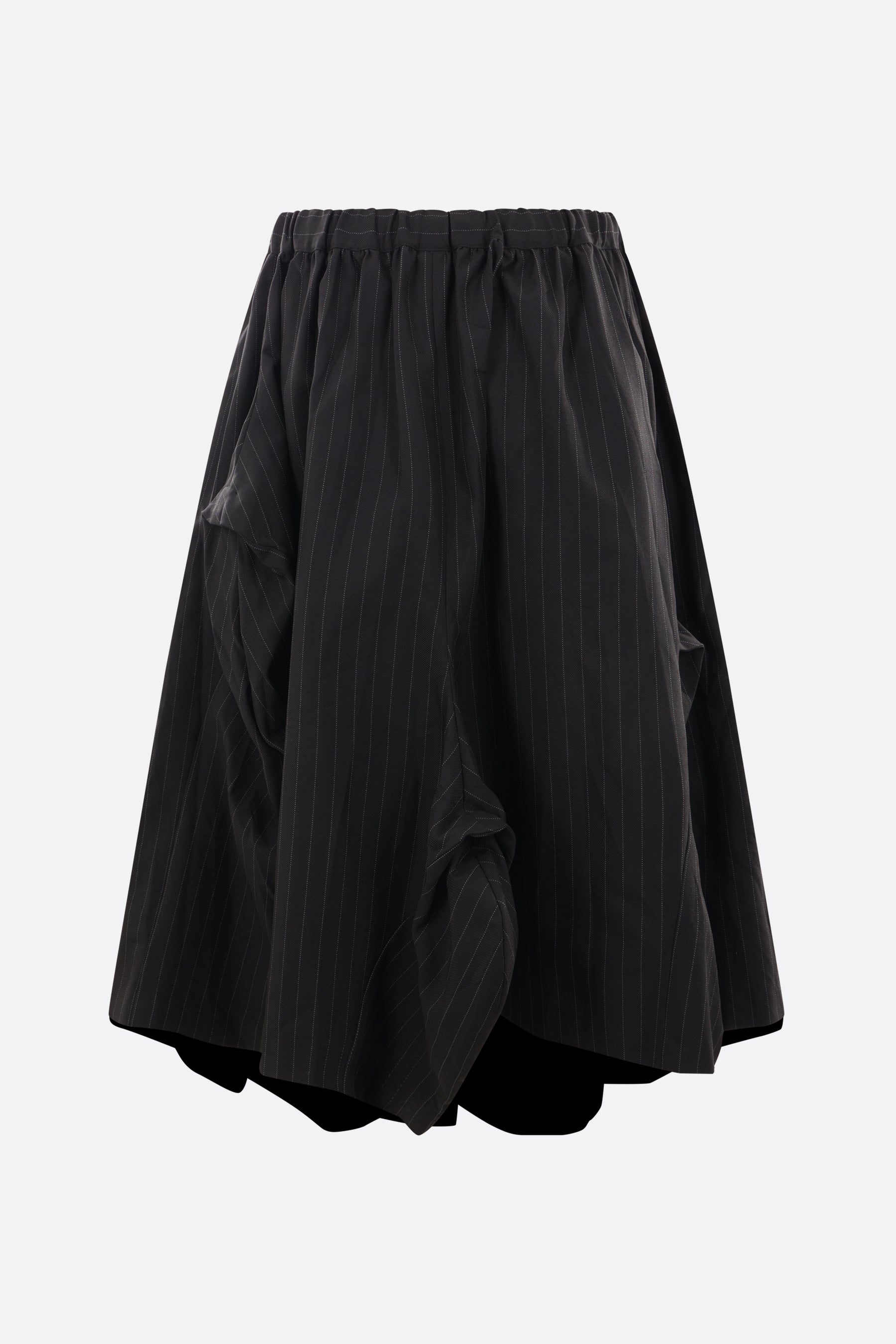 pinstriped drill midi skirt with gathers