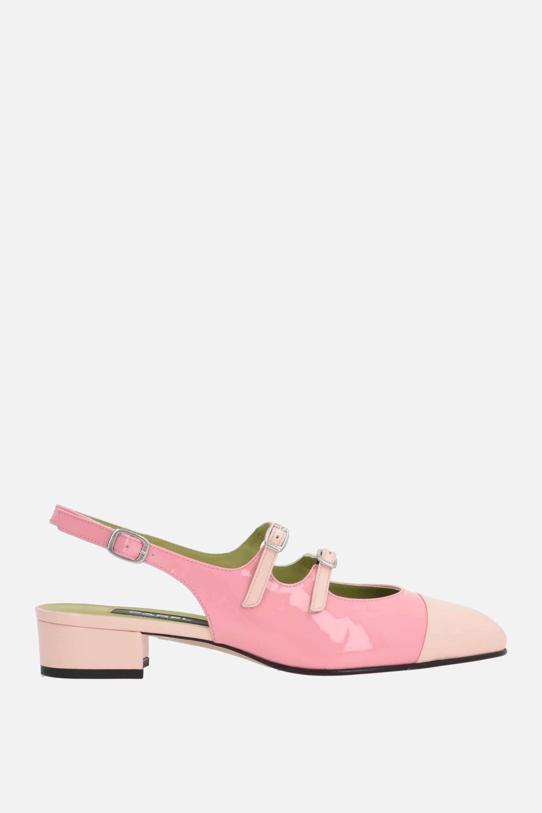 Abricot bicolor patent leather mary-jane slingbacks