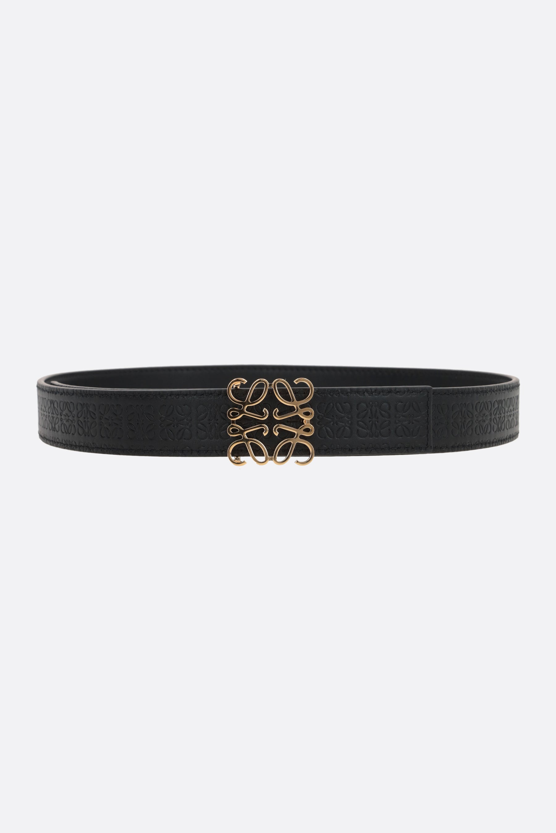 Anagram embossed leather belt