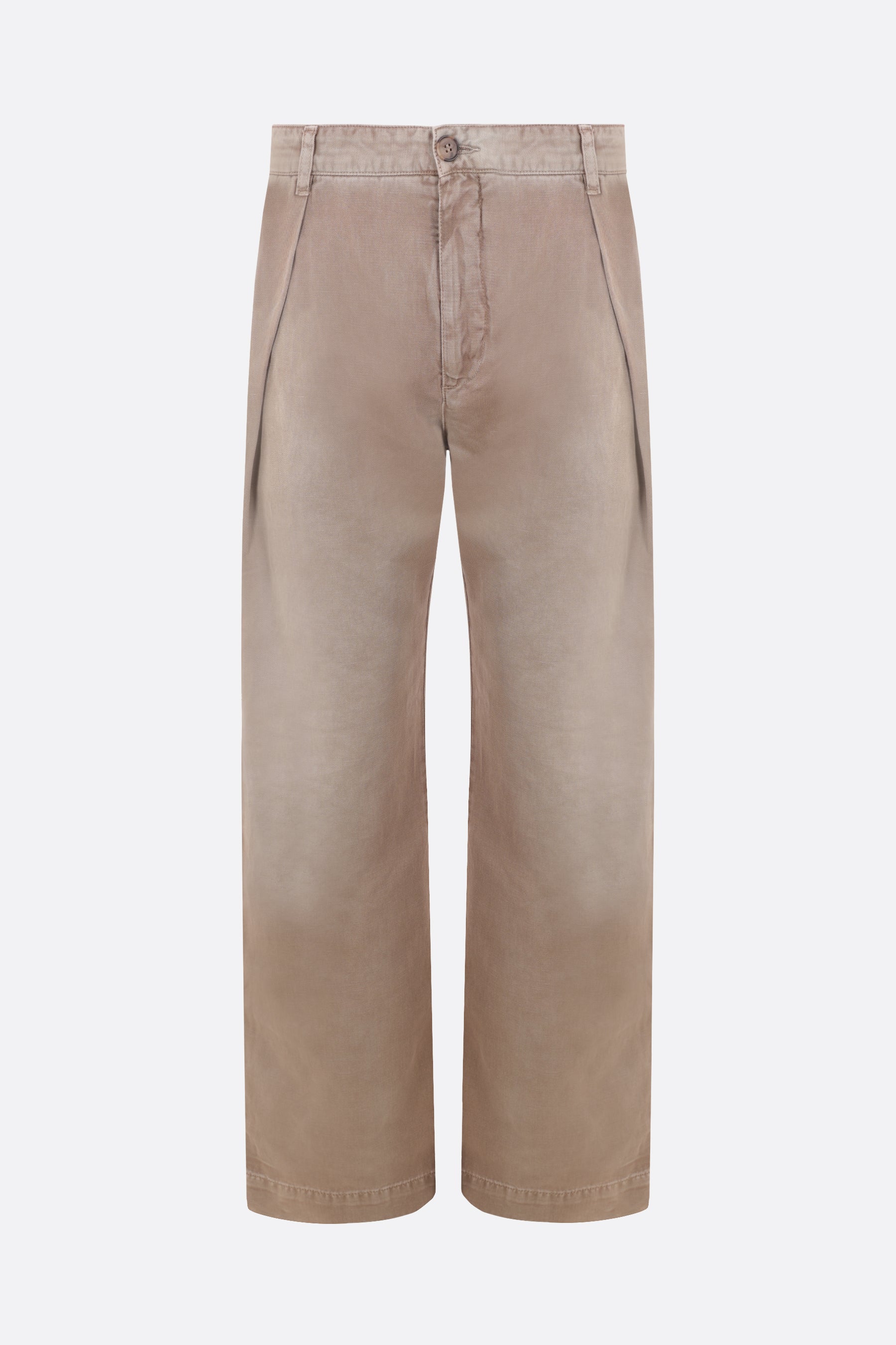 pantalone chino Fraser Pleated in cotone e lino