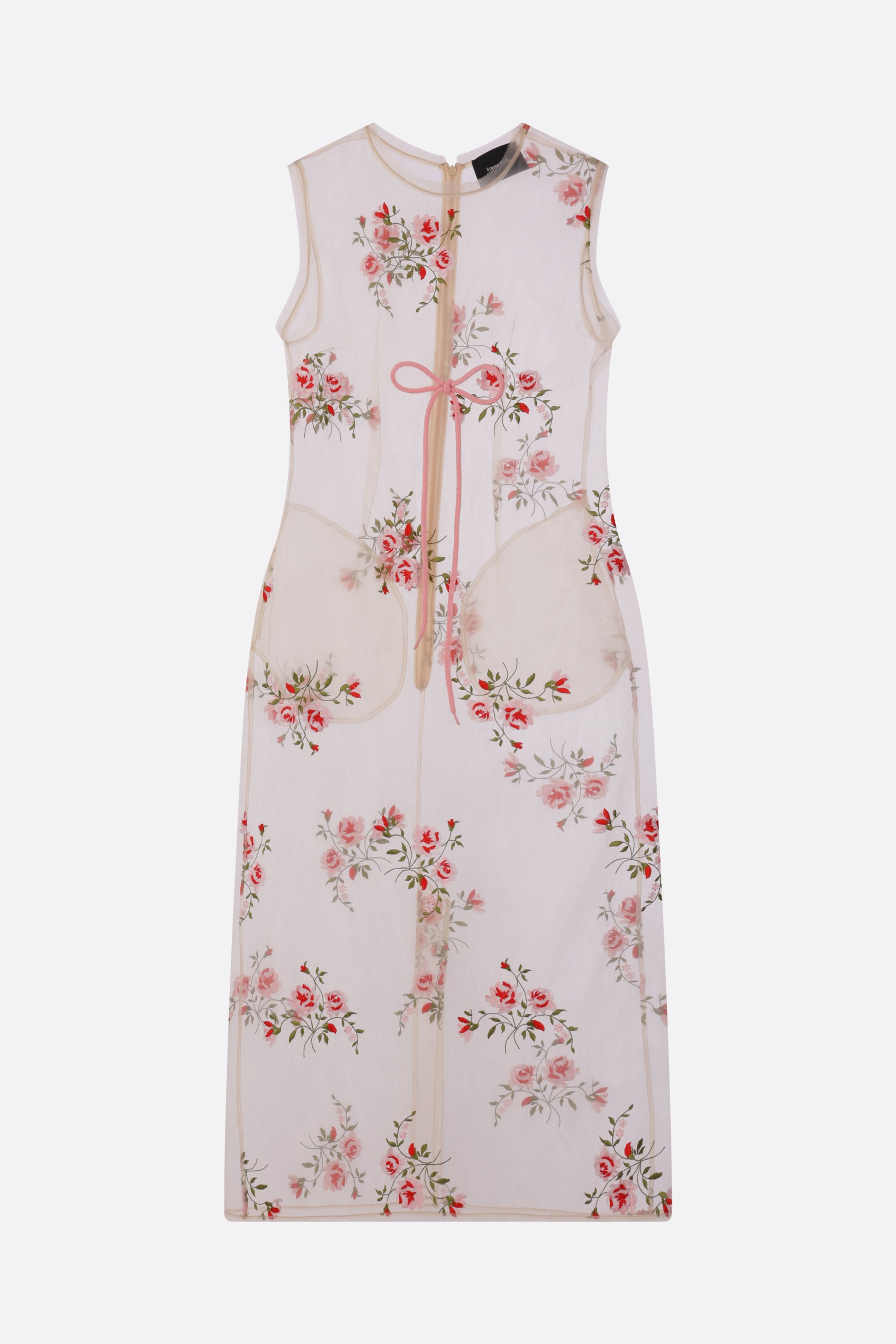 simone rocha pink dress Simone Rocha Pink Rose Puff Sleeve Hip Midi Dress