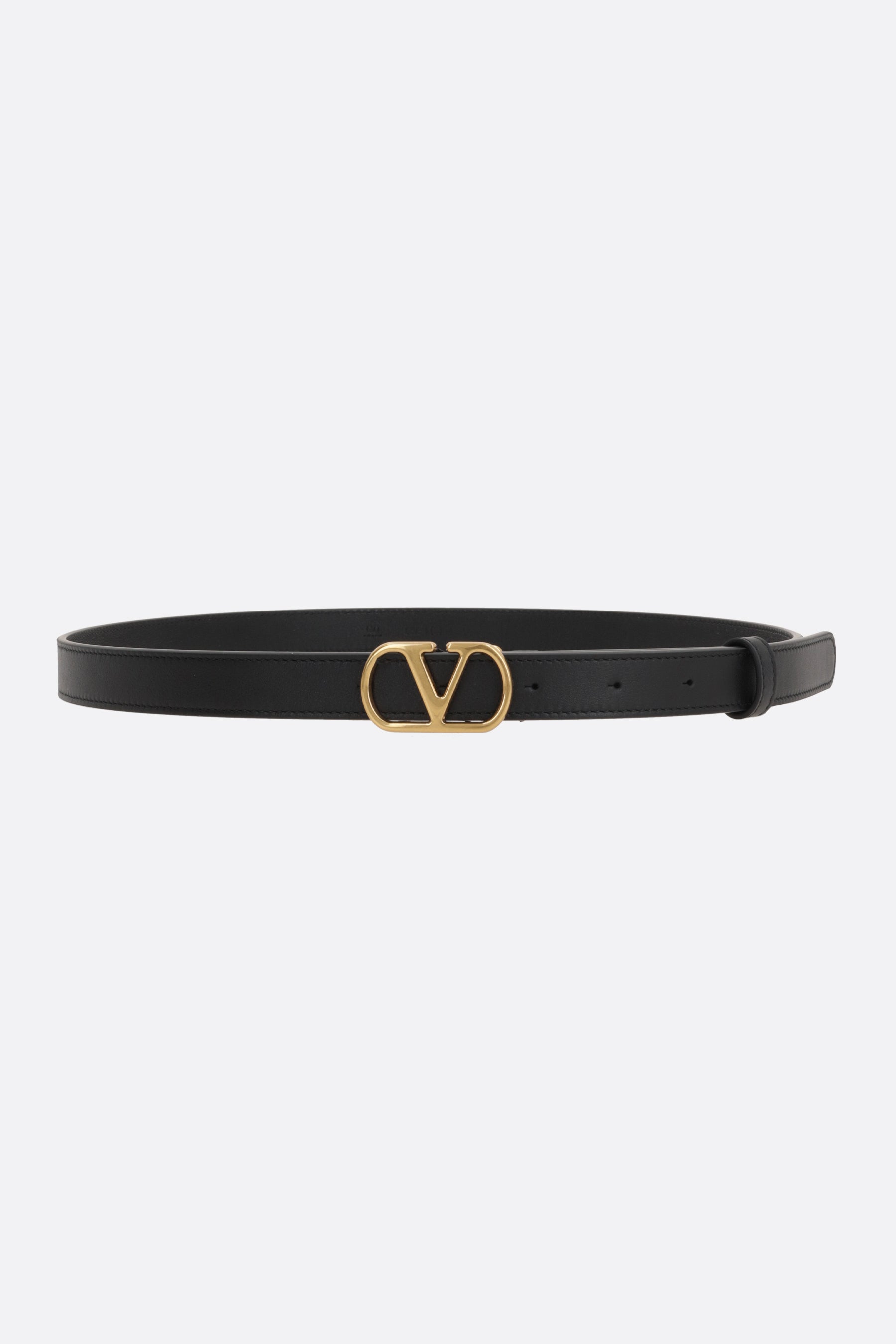 Valentino Garavani Black Leather Belt with Gold V Buckle V Logo Belt | VALENTINO GARAVANI | elysewalker main image 4