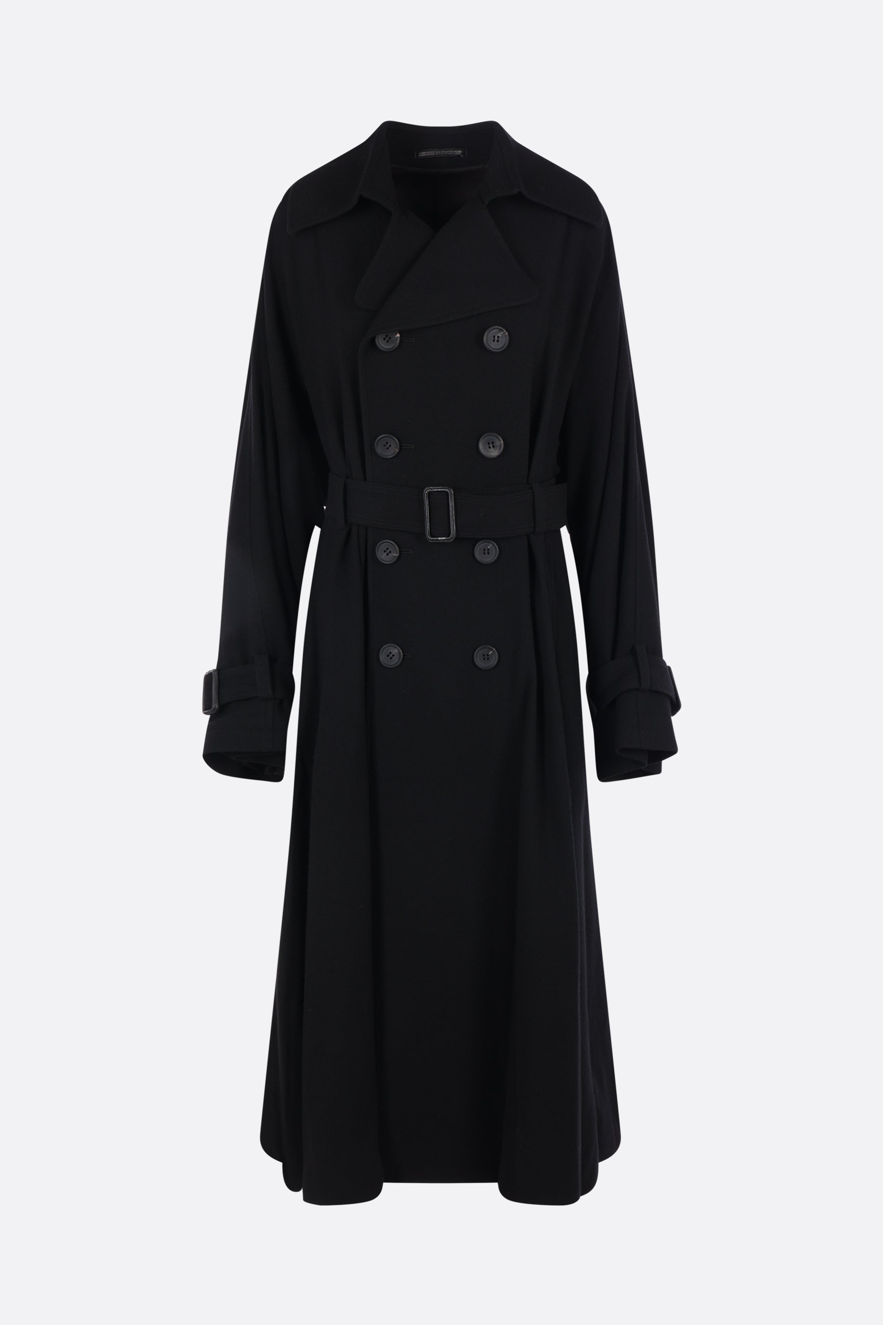 YOHJI YAMAMOTO-Outerwear-Trench coats and overcoats-BLACK