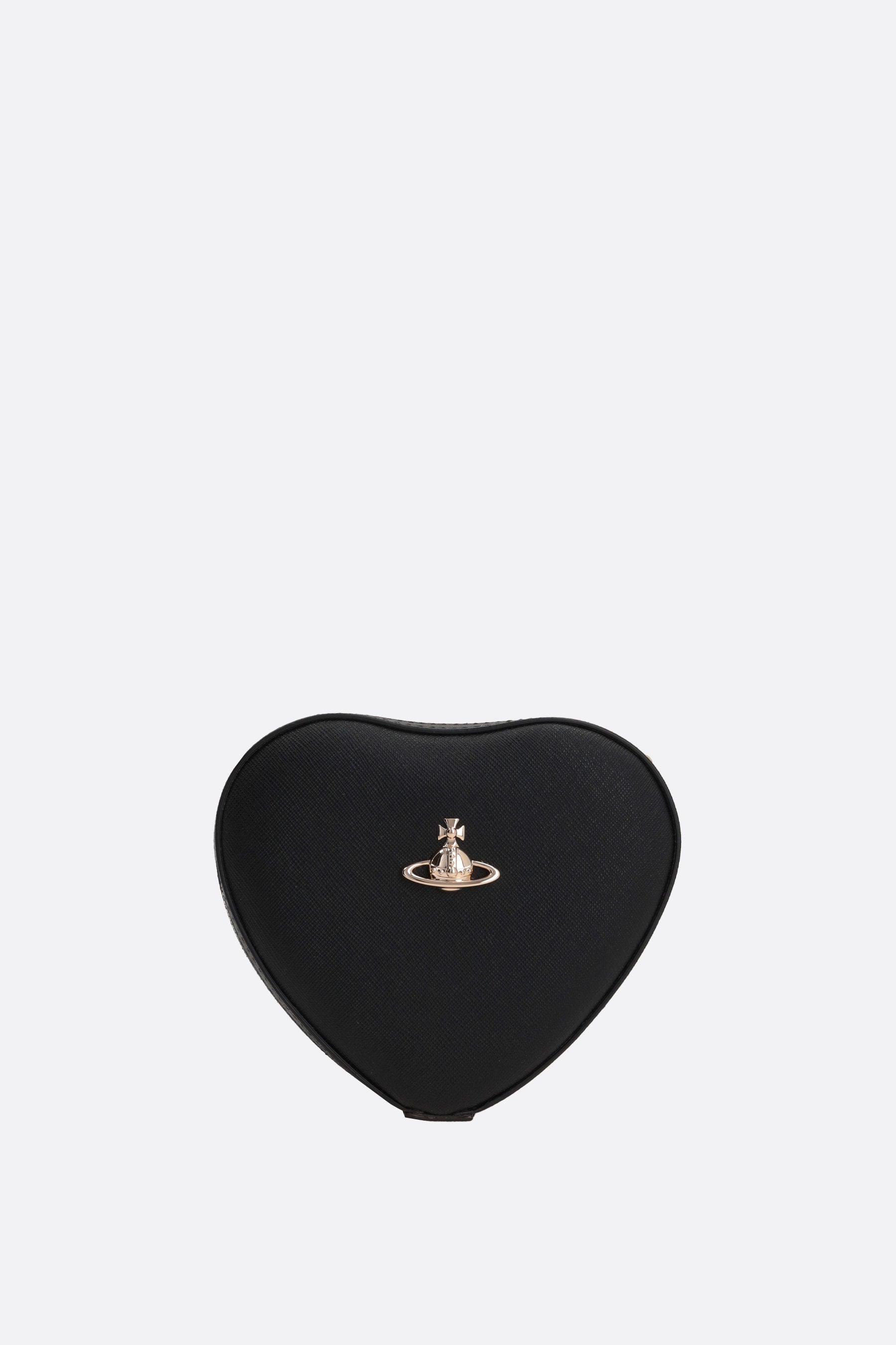 Heart mini textured faux leather crossbody bag
