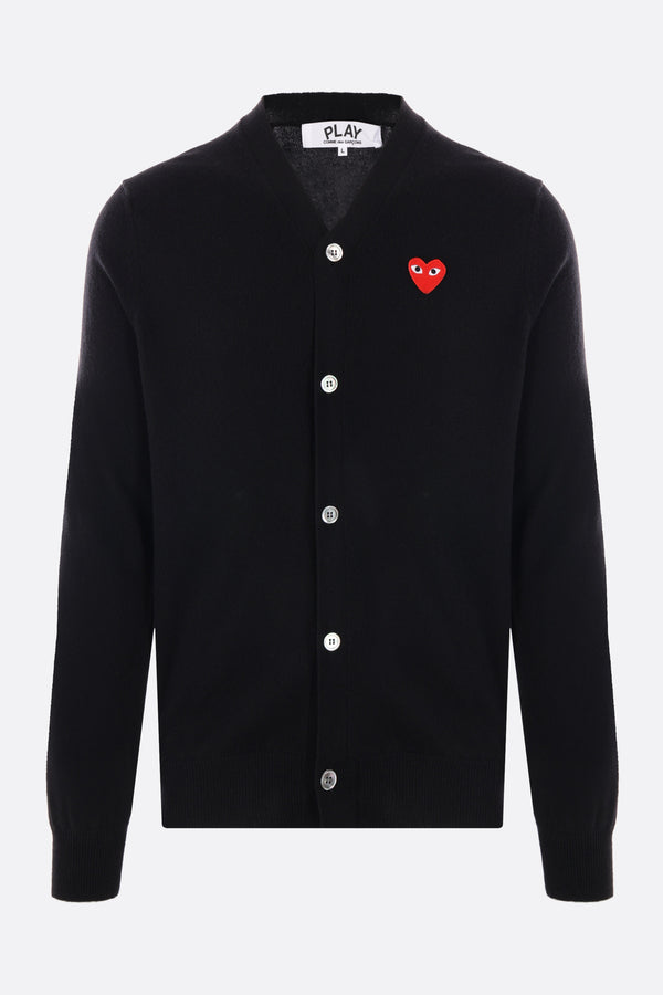 Heart logo patch wool cardigan