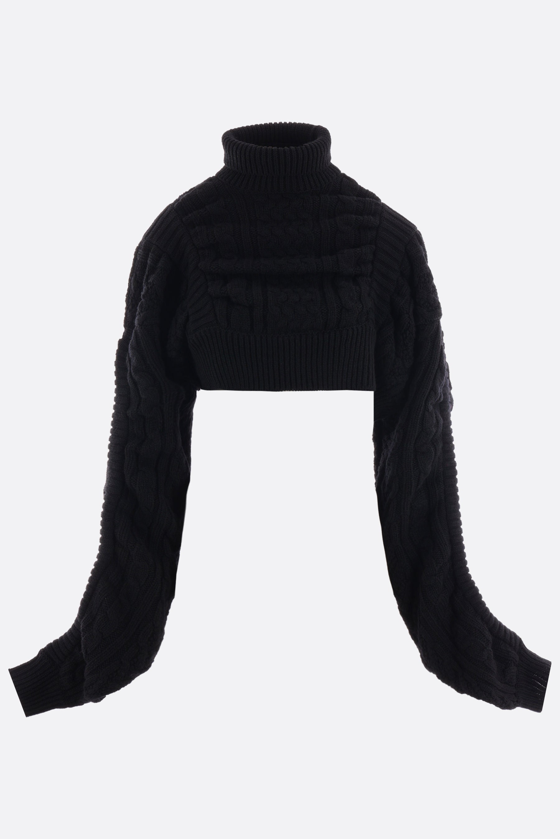 cable-knit wool cropped turtleneck