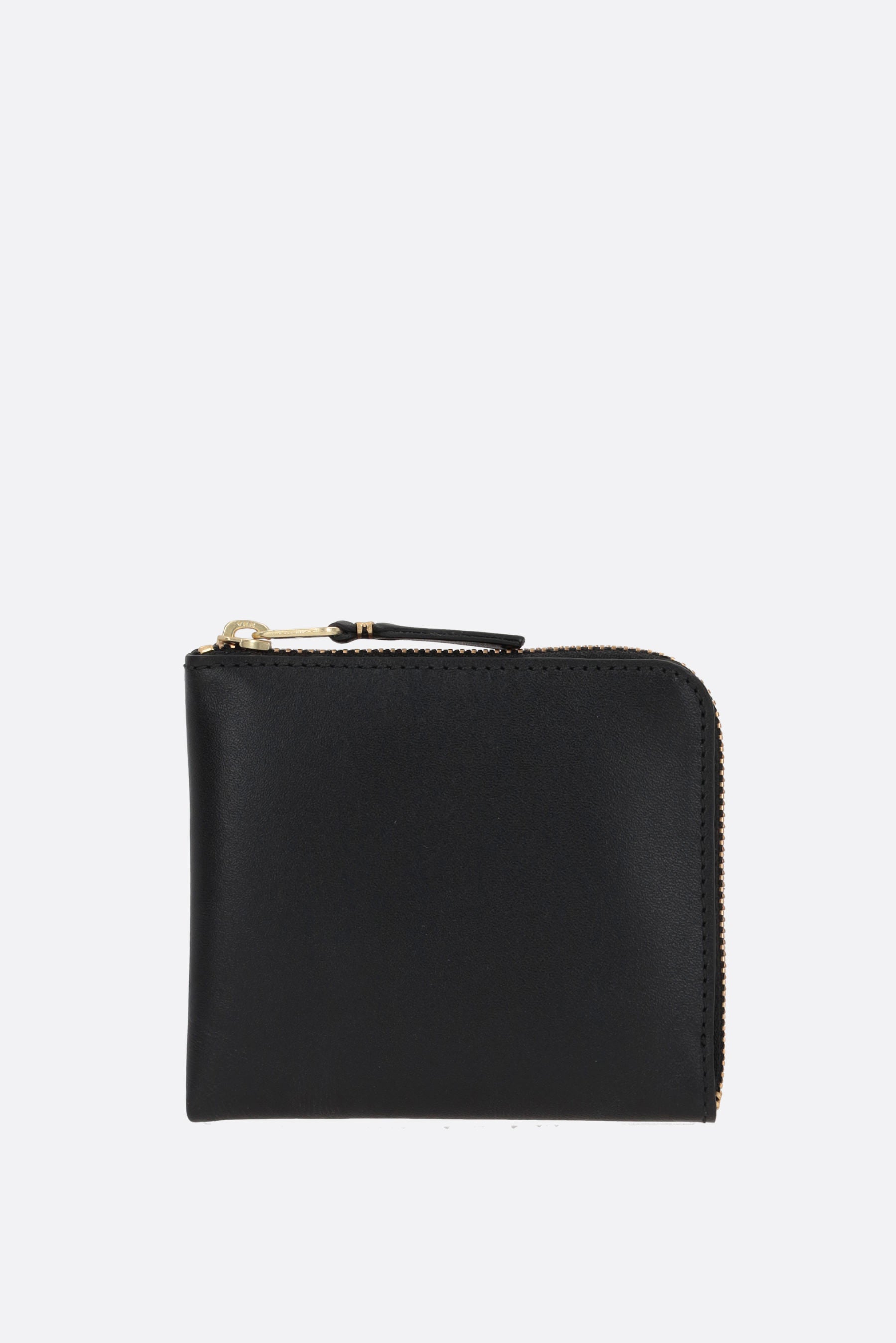 smooth leather half-zip wallet