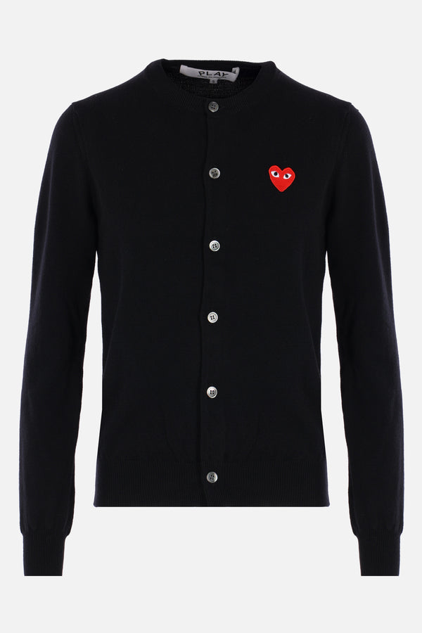 wool cardigan with Heart patch