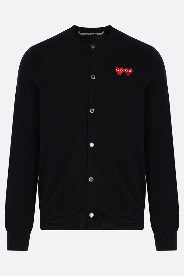 wool cardigan with Double Heart patch