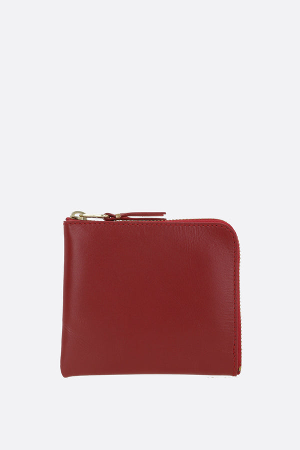 half-zip wallet in smooth leather