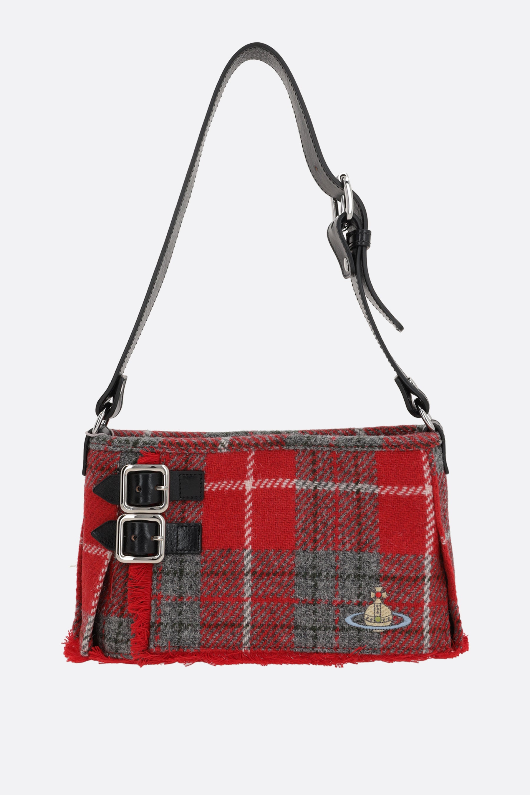 Heater shoulder bag in tartan wool