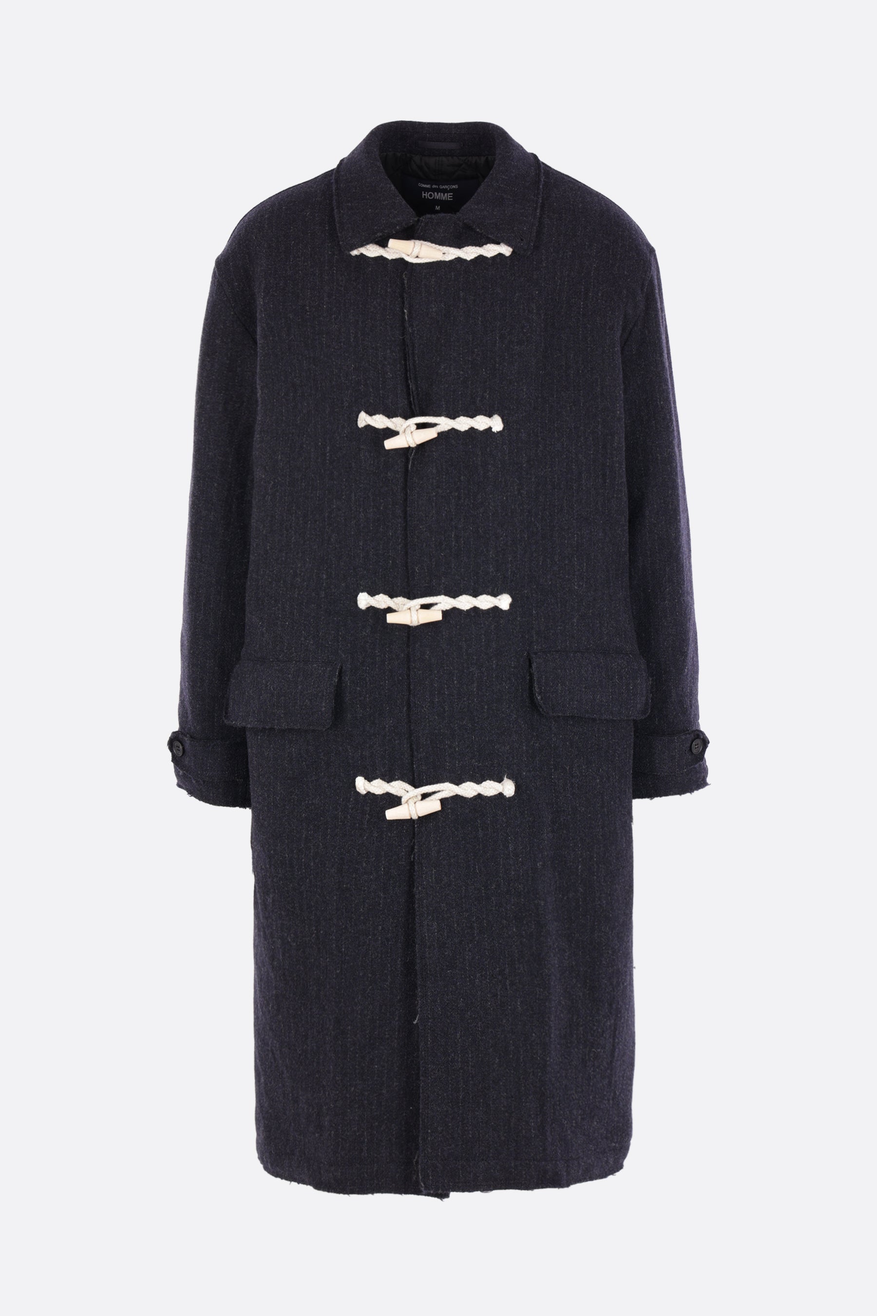 padded coat in pinstriped wool