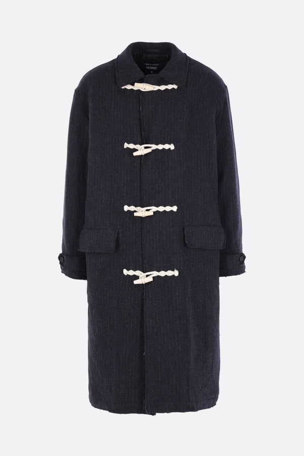 padded coat in pinstriped wool