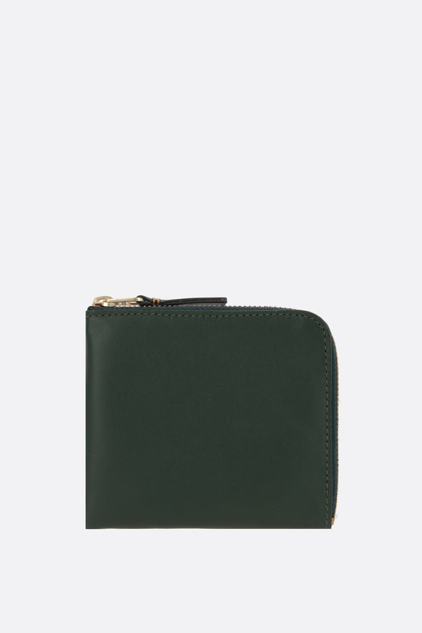 half-zip wallet in smooth leather