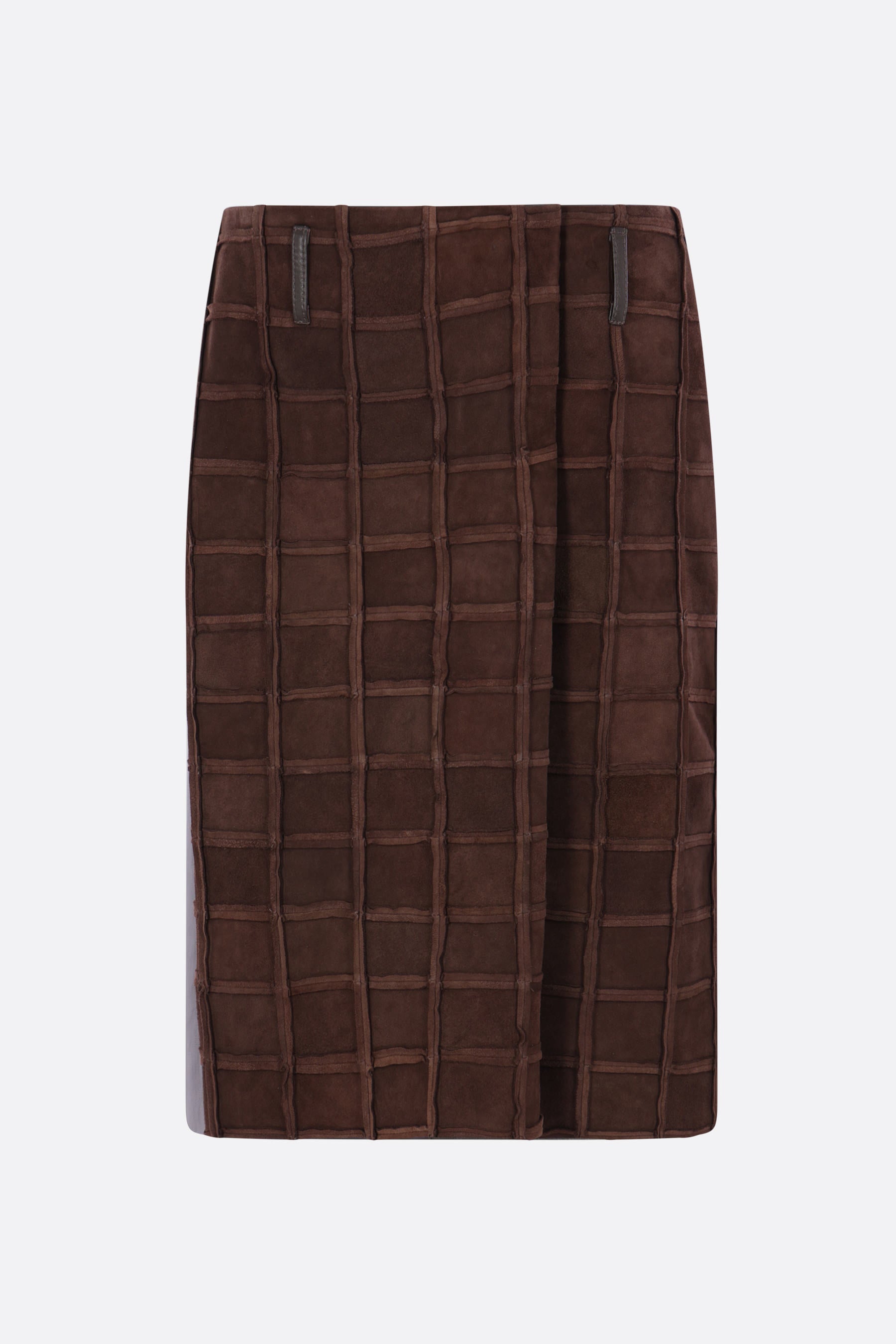 Leasq skirt in nappa and patchwork suede