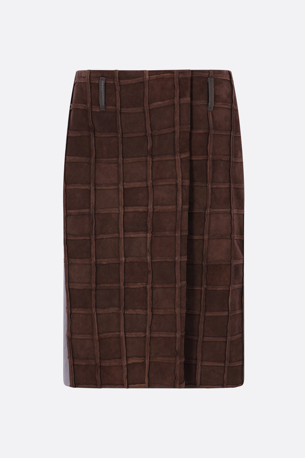 Leasq skirt in nappa and patchwork suede