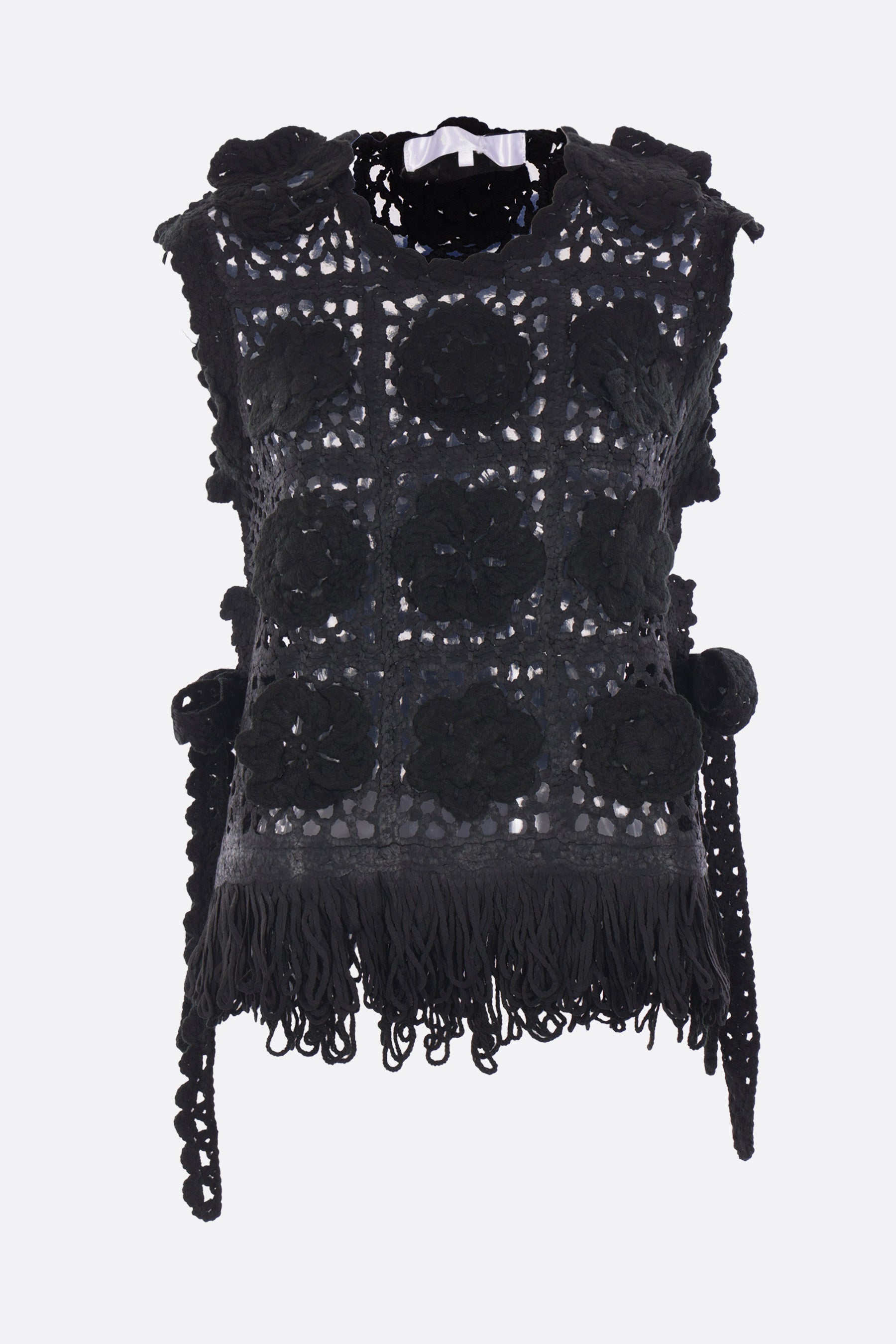 crochet sleeveless top with fringes