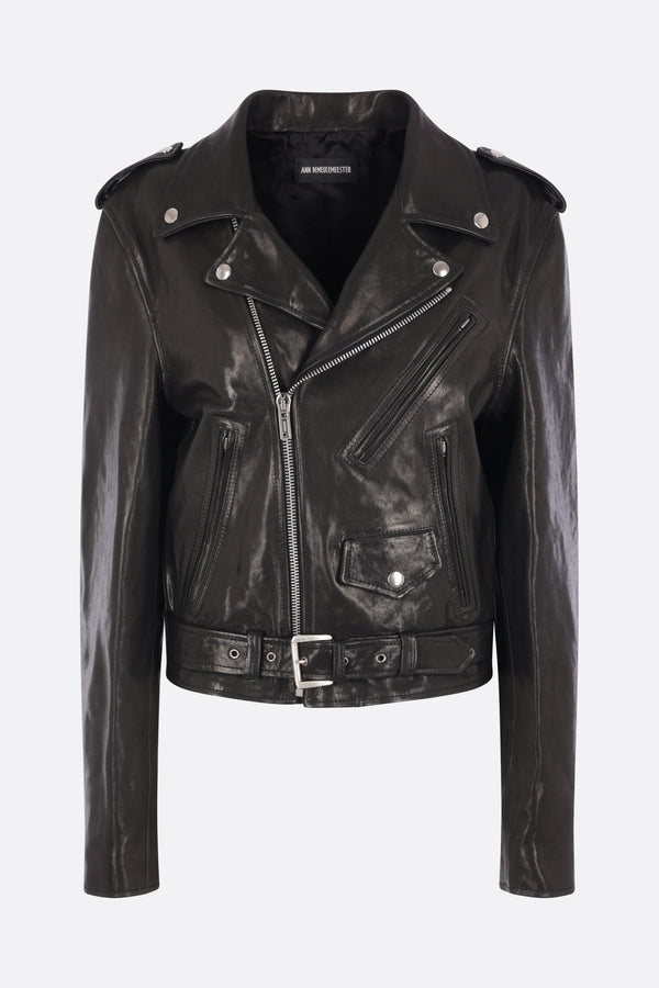 giacca biker Clarin in pelle