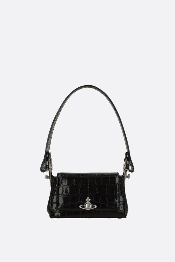 Hazel small shoulder bag in croco-embossed leather