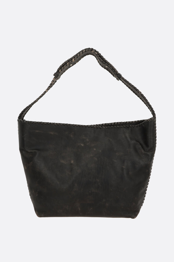 Xela Whipstitch media shoulder bag in vintage leather