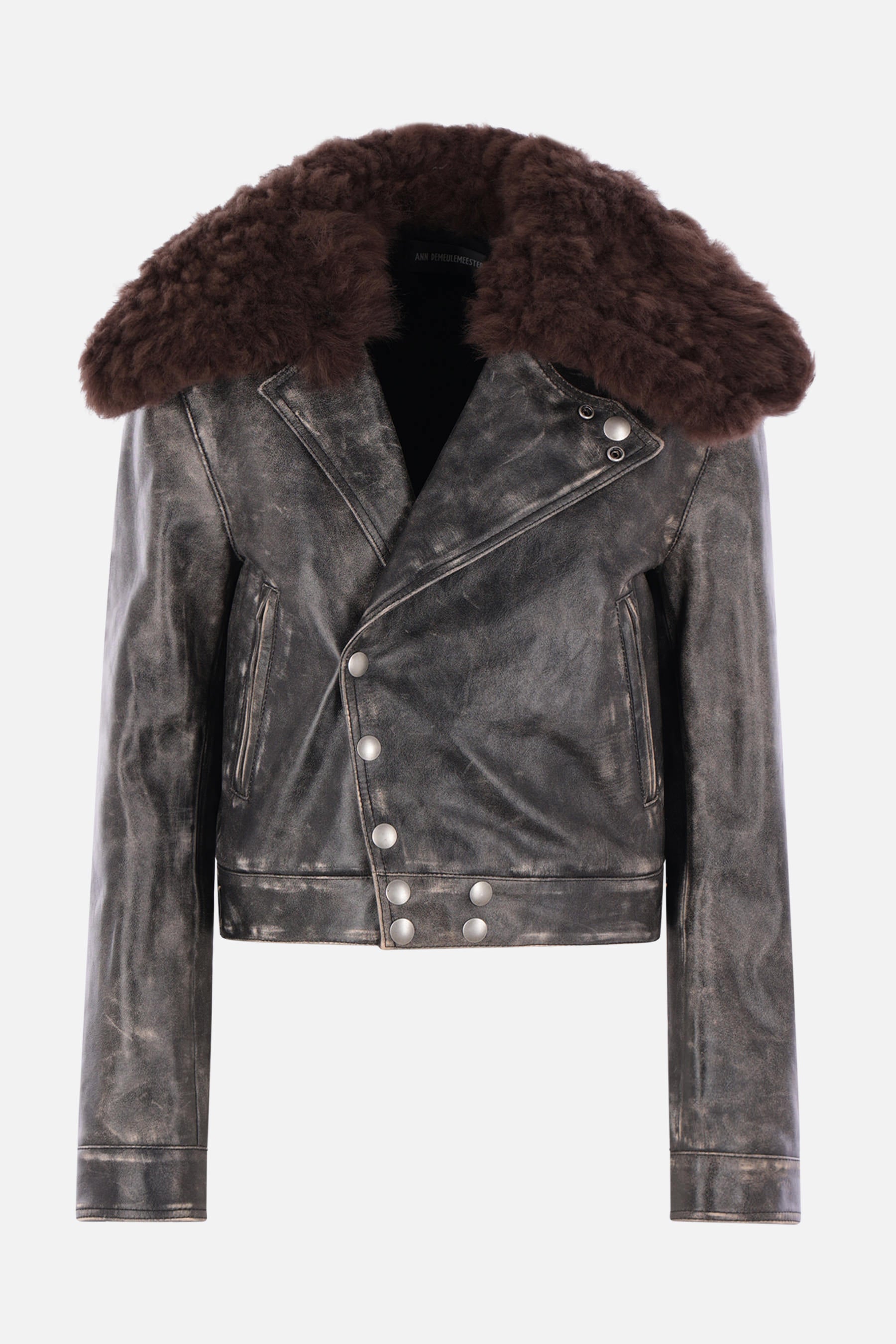 Wiebke biker jacket in leather and shearling