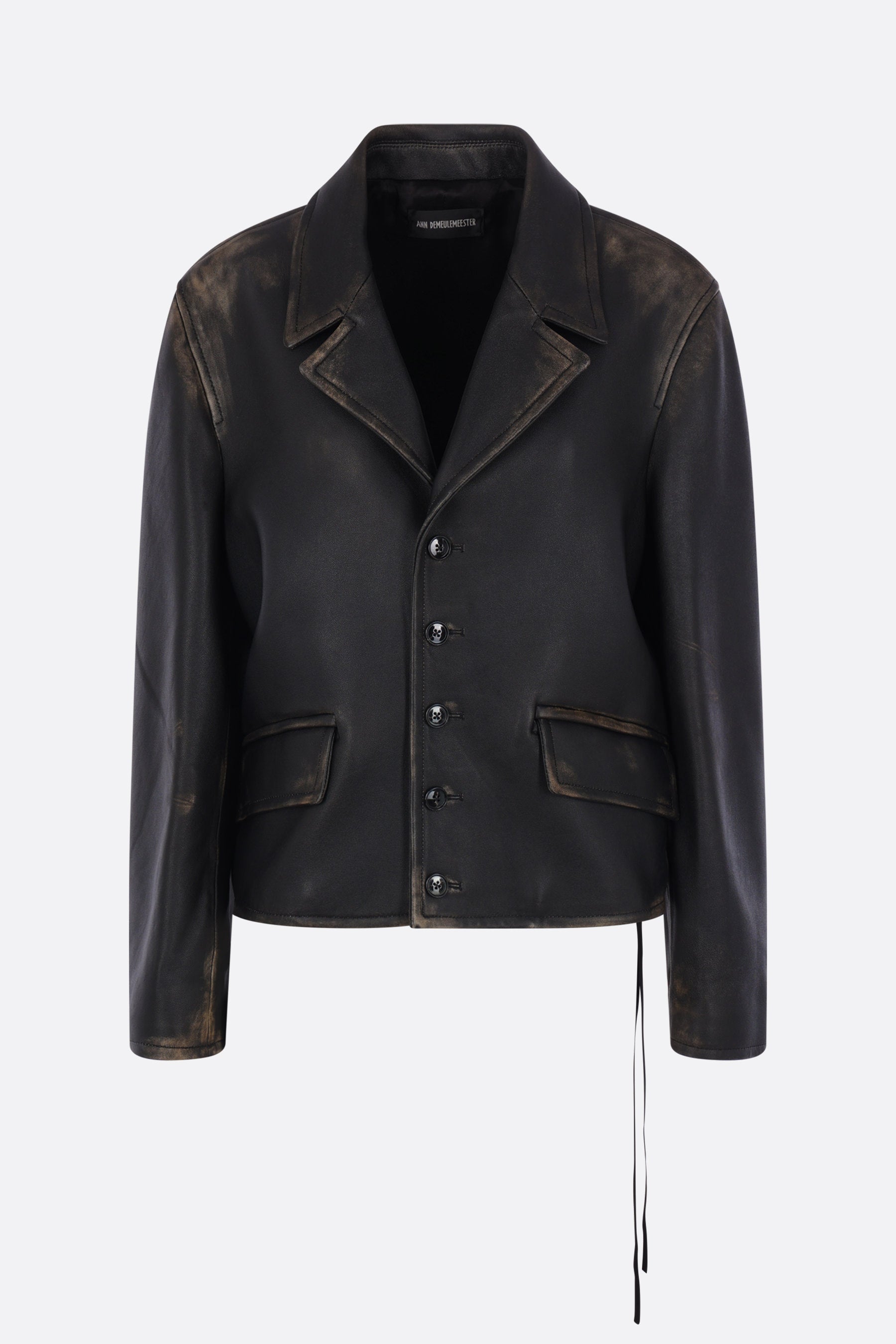 giacca monopetto Malik in pelle vintage