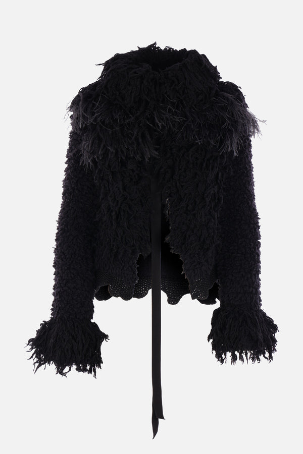 Ieke knitted jacket with feather detailing
