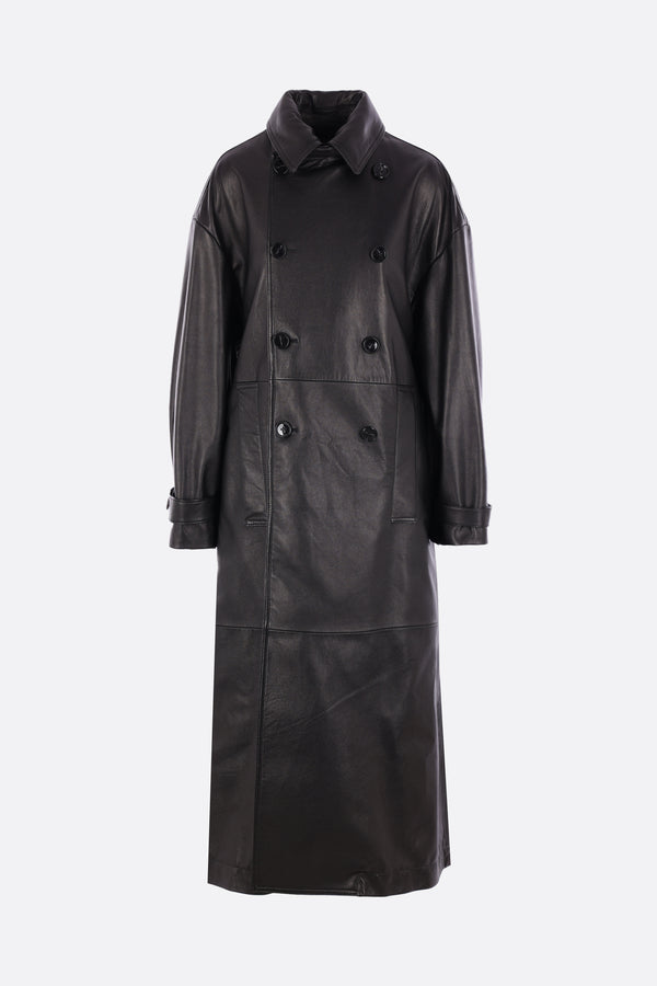 Ansa double-breasted leather trench coat