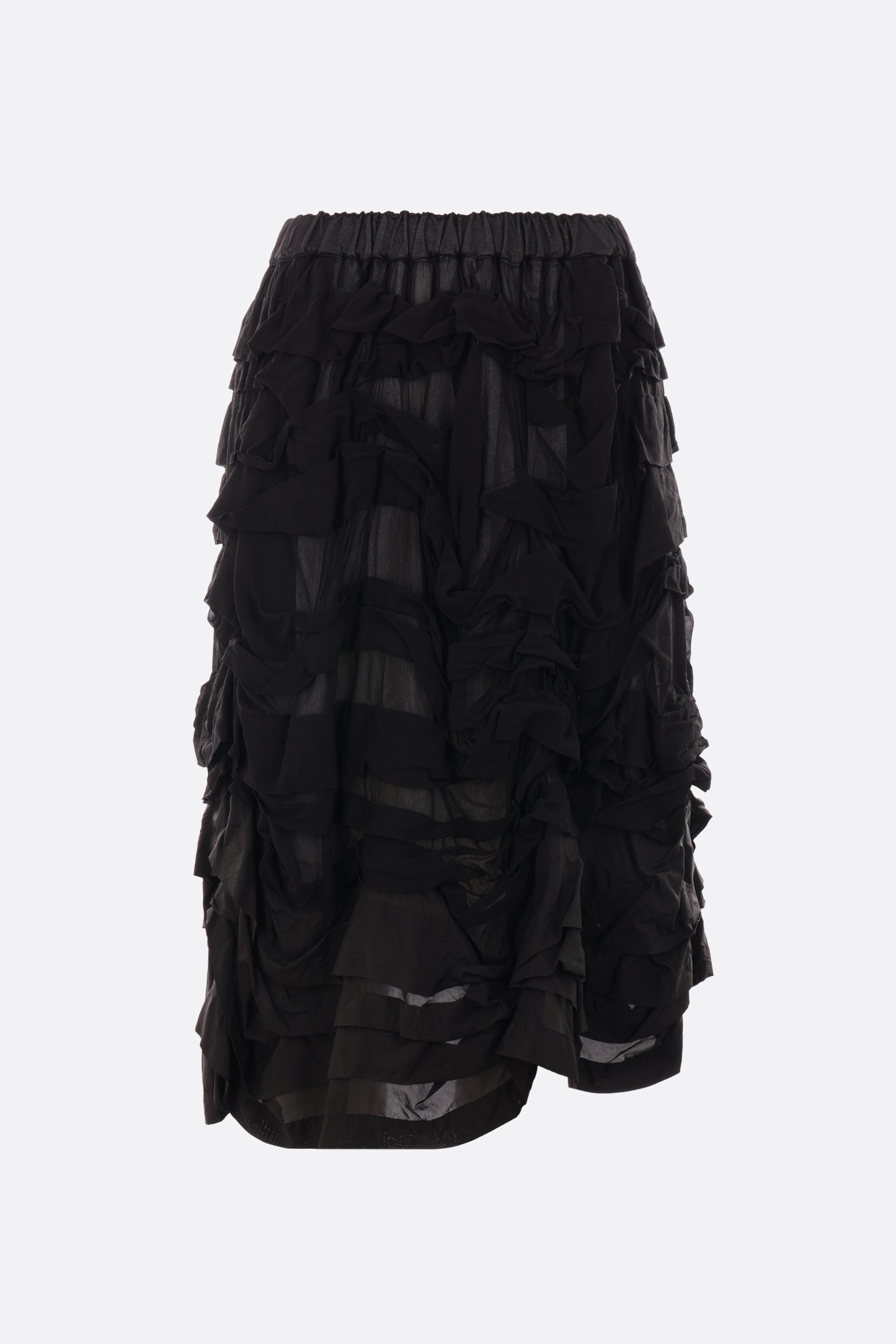 crepe midi skirt with ruffles