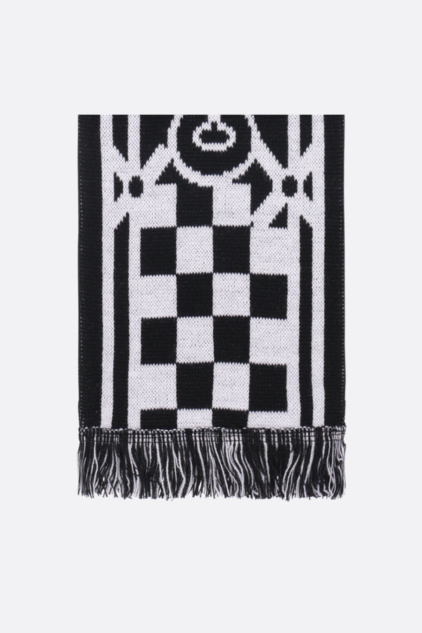 knit scarf with logo intarsia