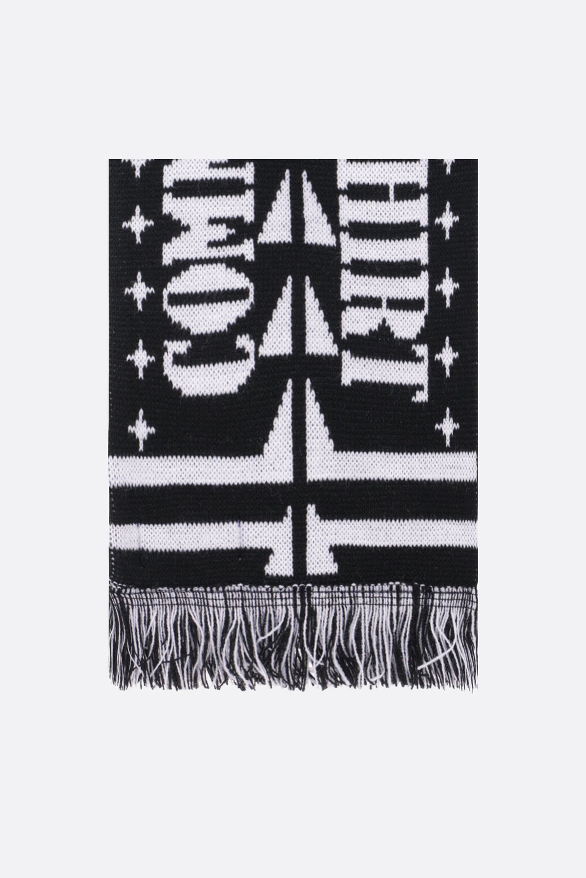 knit scarf with logo intarsia