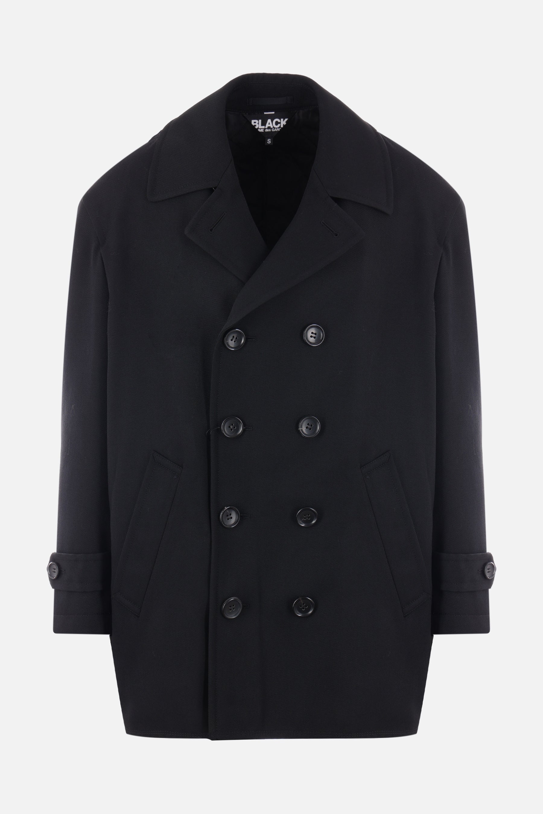 padded double-breasted twill coat