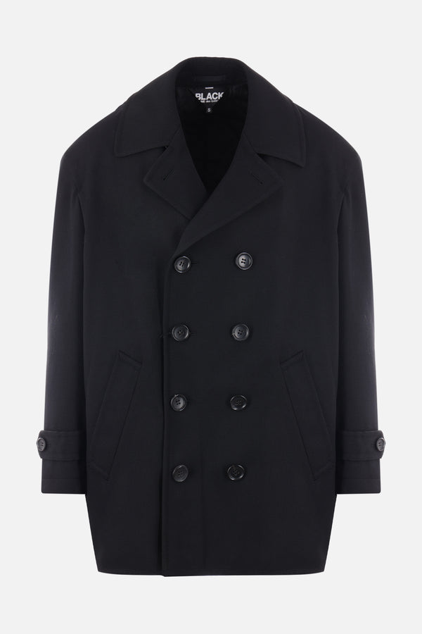 padded double-breasted twill coat