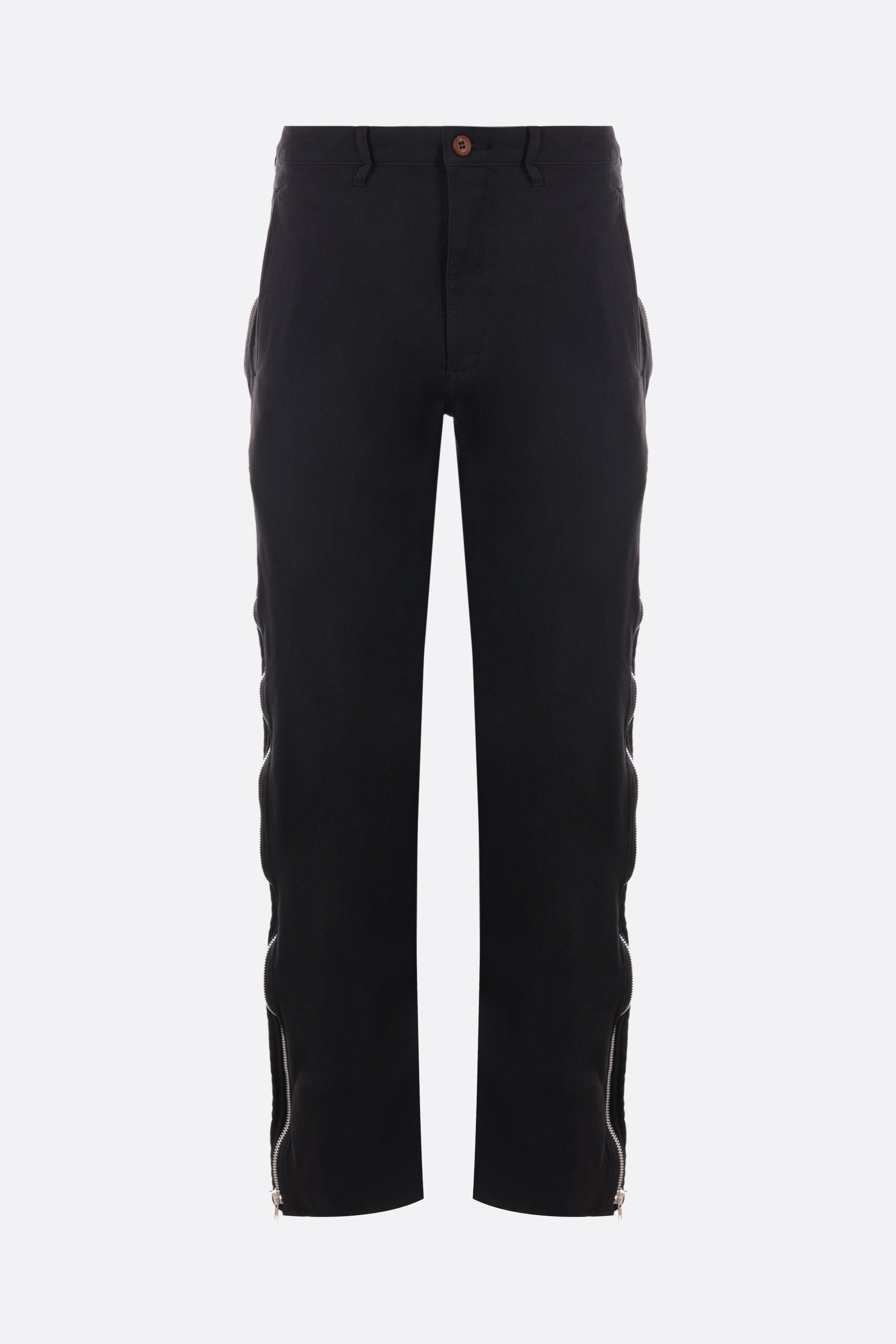 pantalone straight-leg in twill tecnico con zip-up