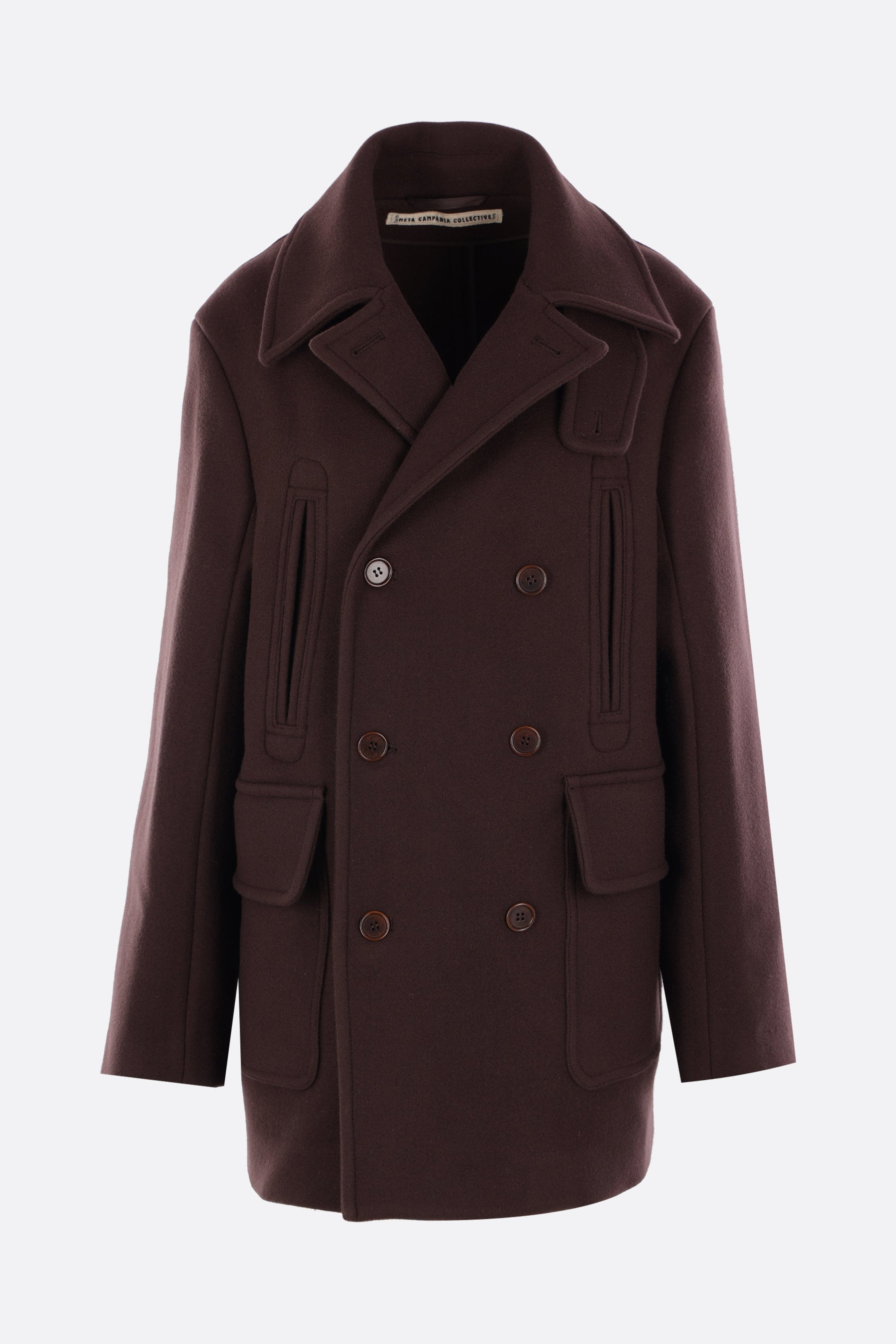 Serge double-breasted boiled wool peacoat