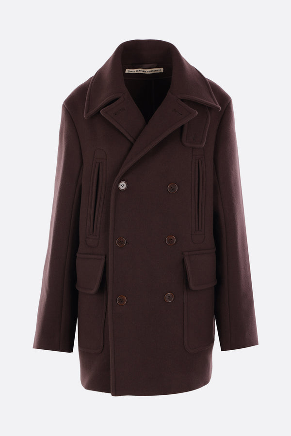 Serge double-breasted boiled wool peacoat