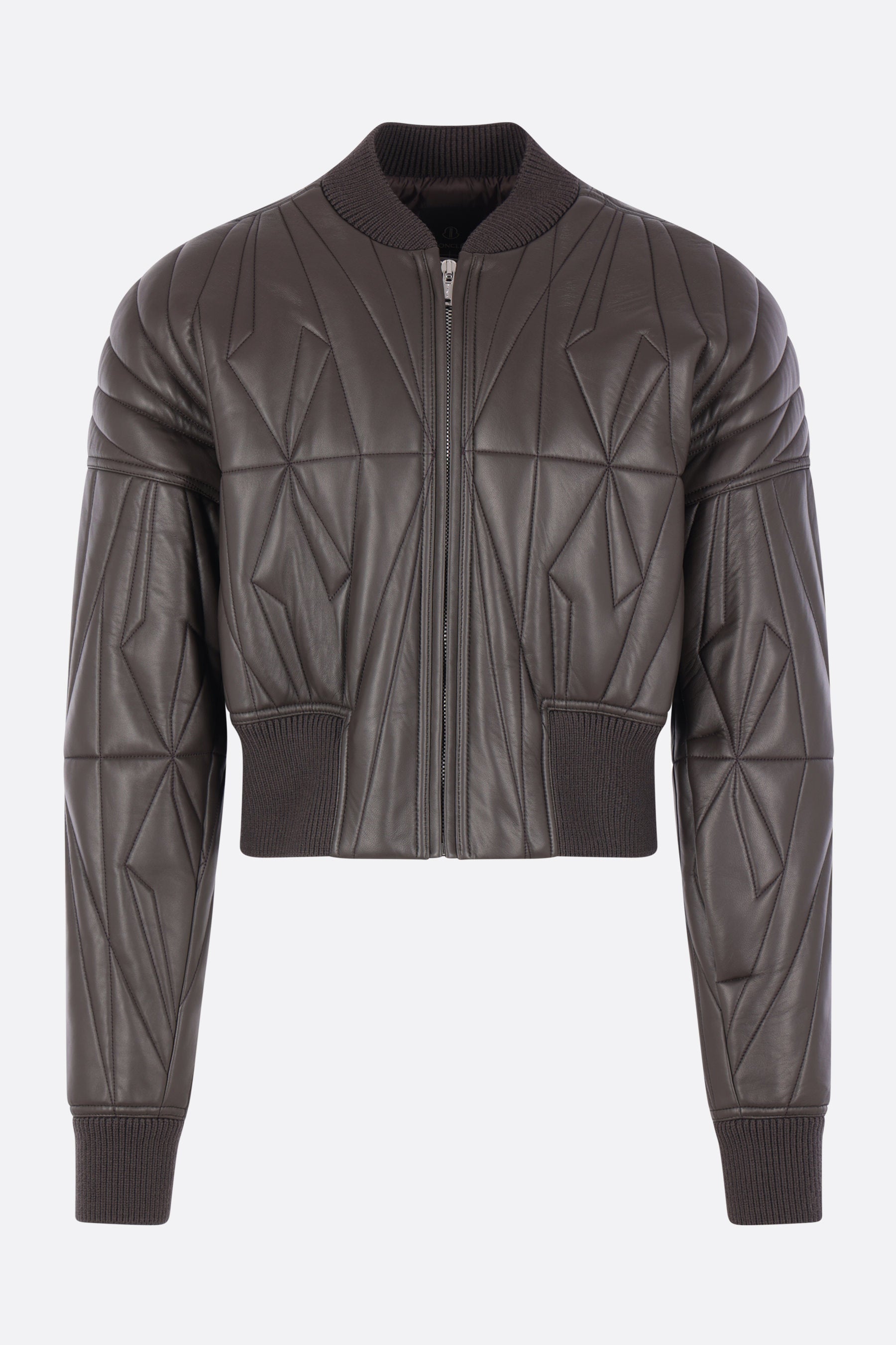 Geocamo cropped jacket in quilted leather