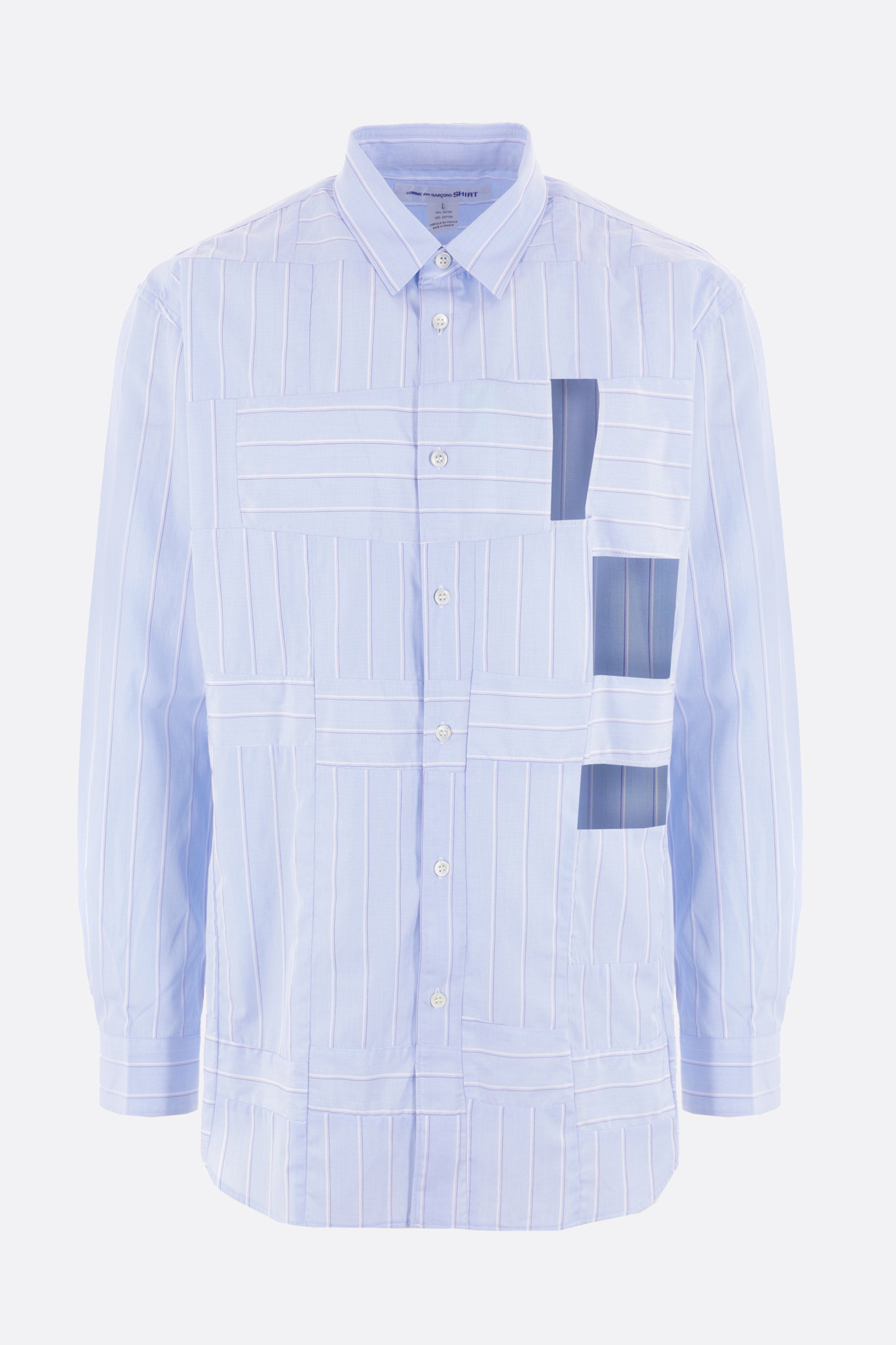 striped poplin shirt with cut-out