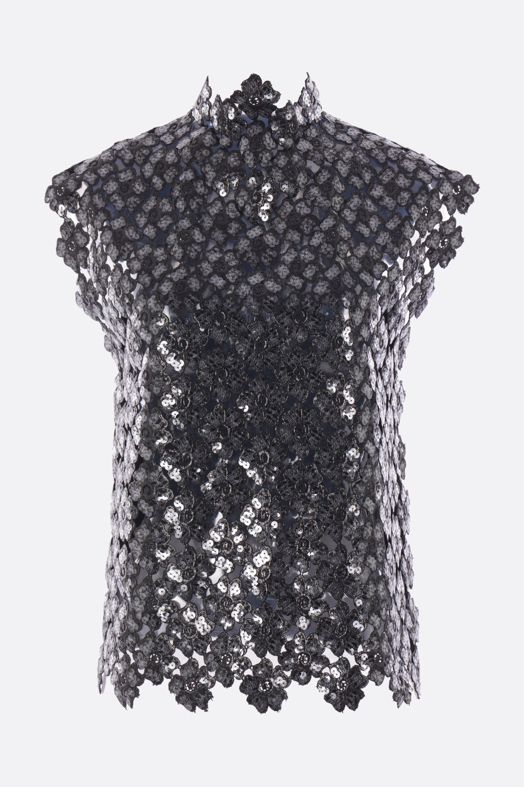 floral crochet and jersey sleeveless top