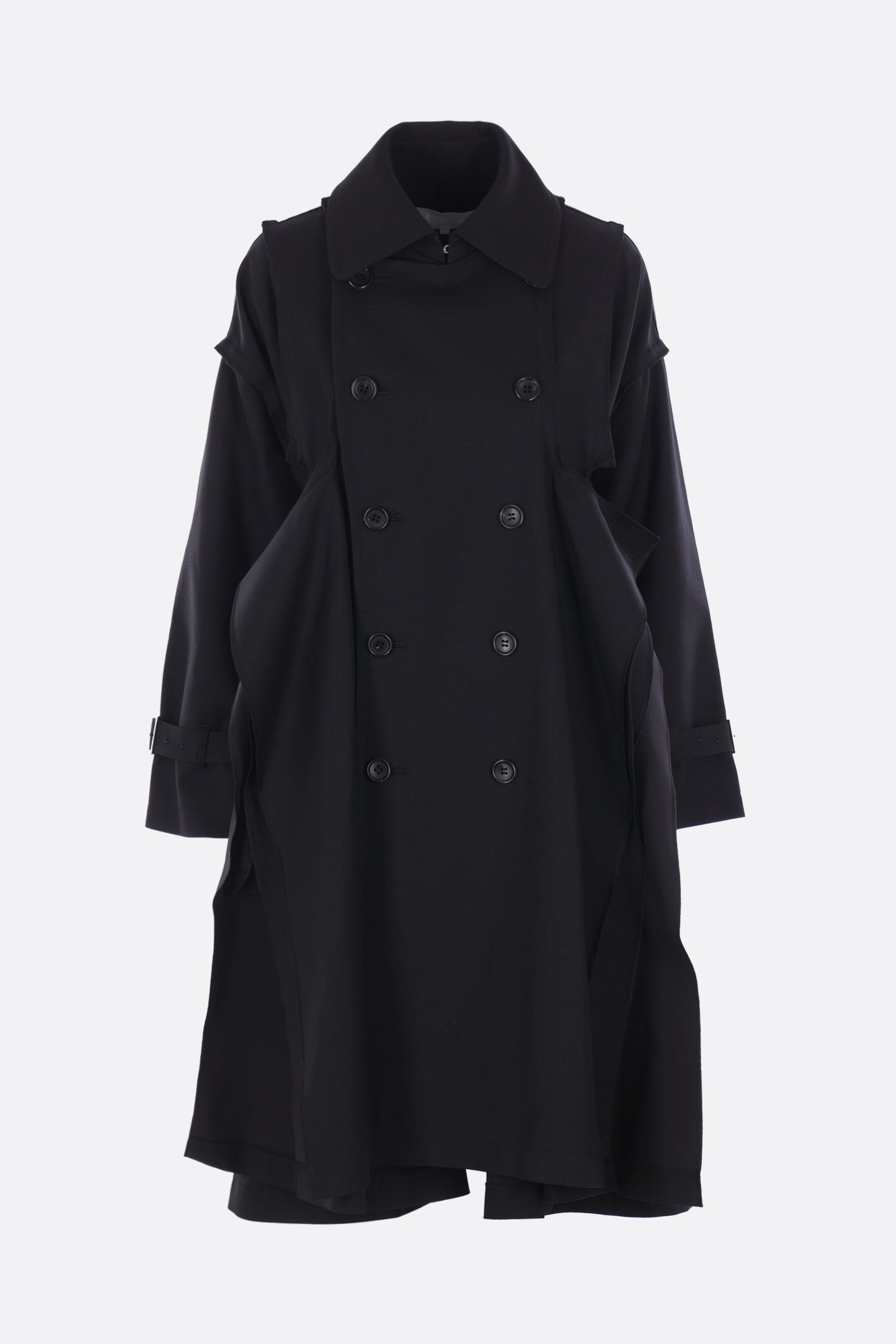 deconstructed trench coat in wool blend
