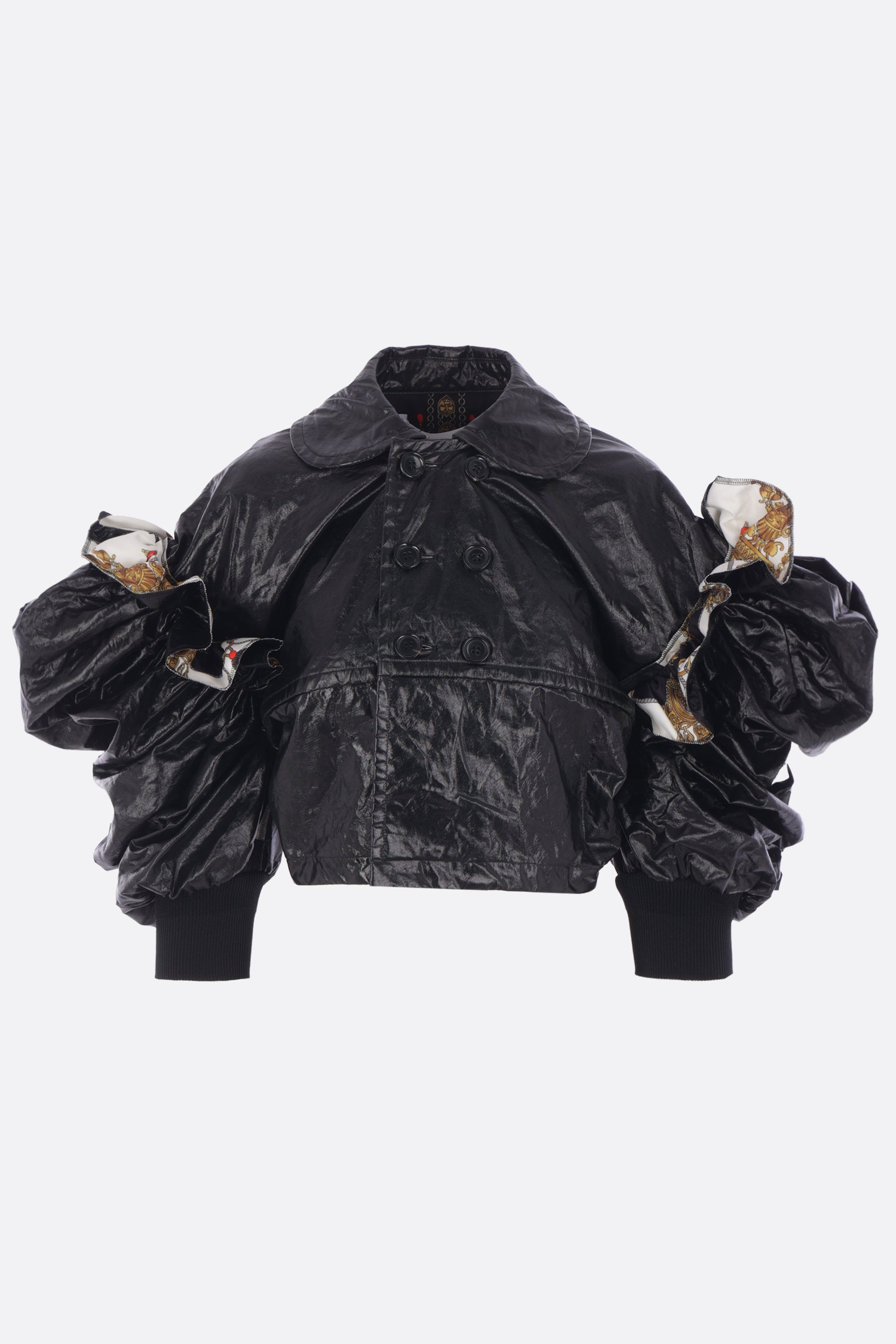 cropped trench coat in coated canvas