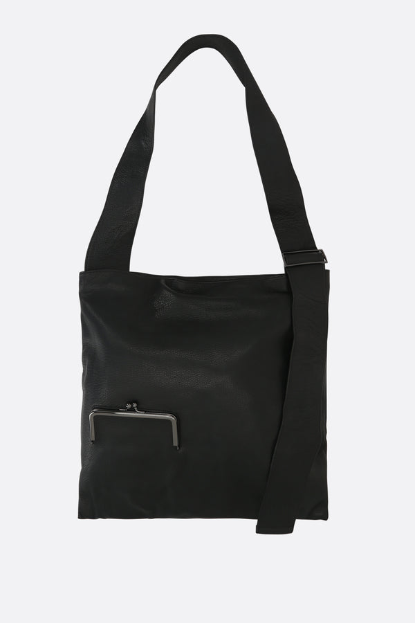 Clasp crossbody bag in grainy leather
