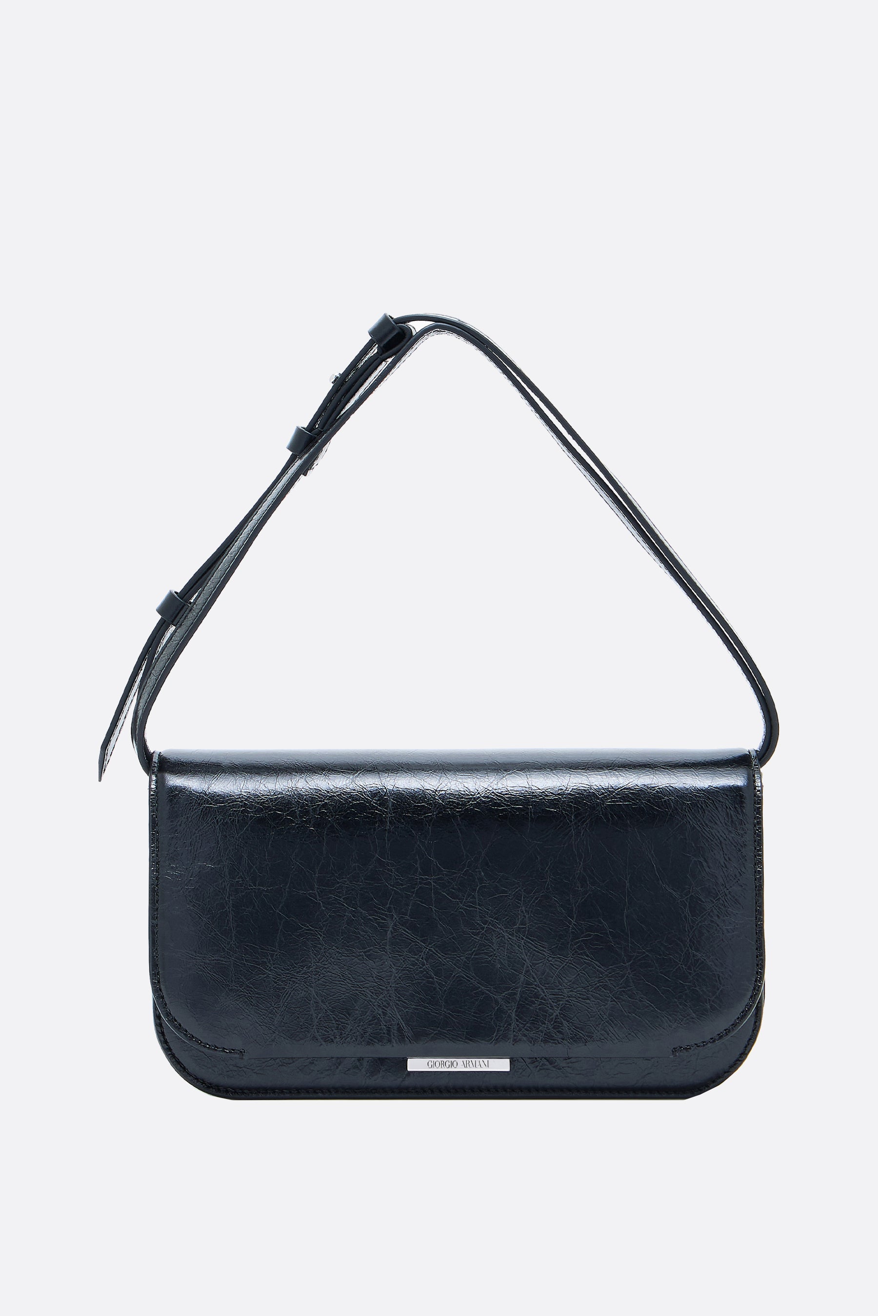 shiny leather shoulder bag