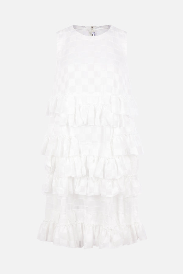 abito smanicato in crepe check