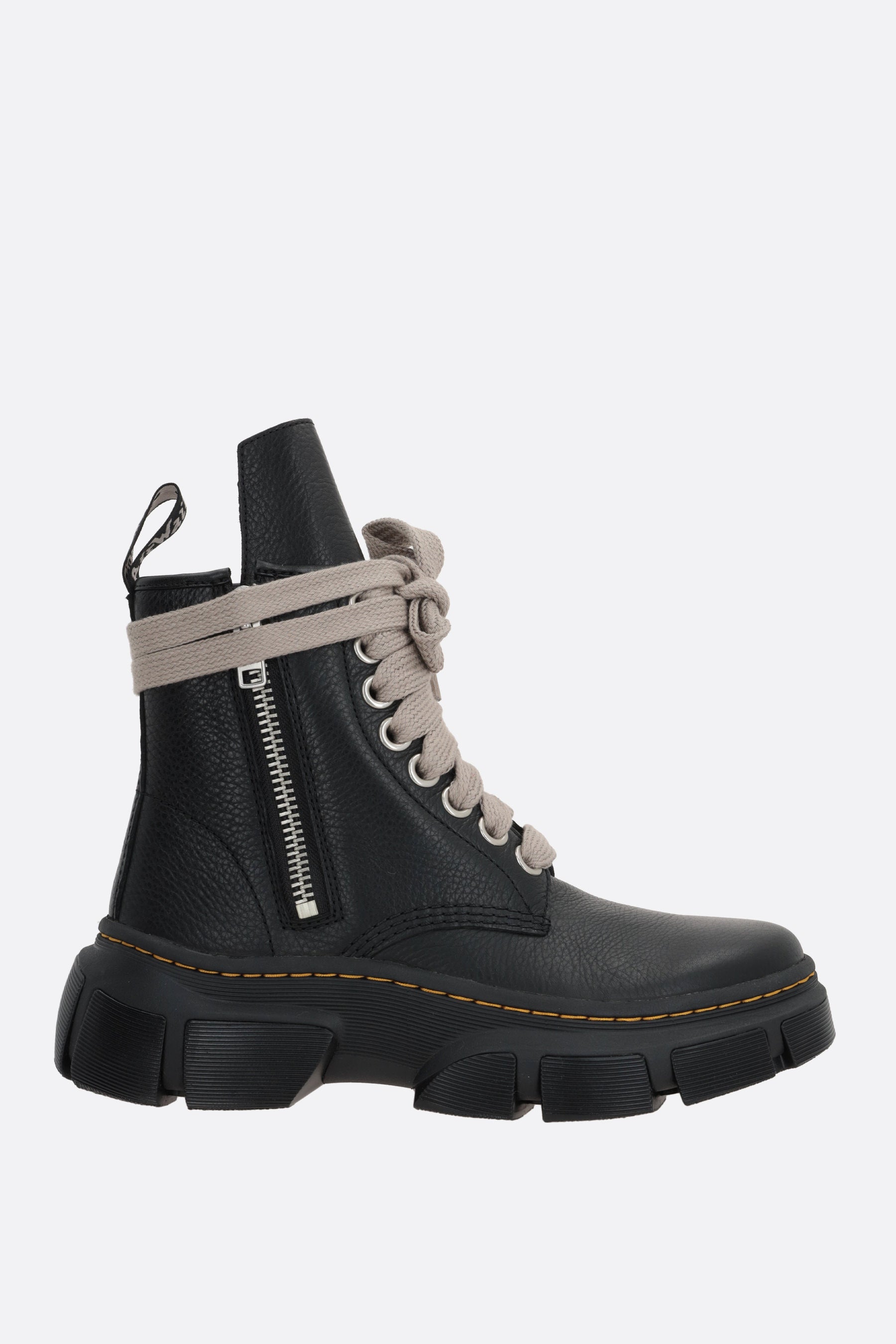 Jumbo Lace grainy leather combat boots