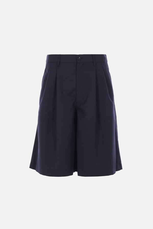 wool blend darted shorts