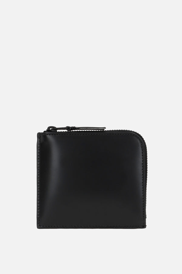 smooth leather half-zip wallet