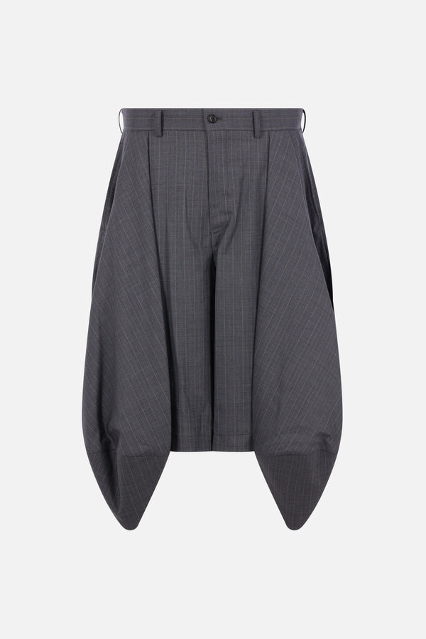 pantalone corto in lana gessata
