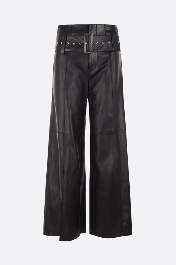 nappa wide-leg pants with belt