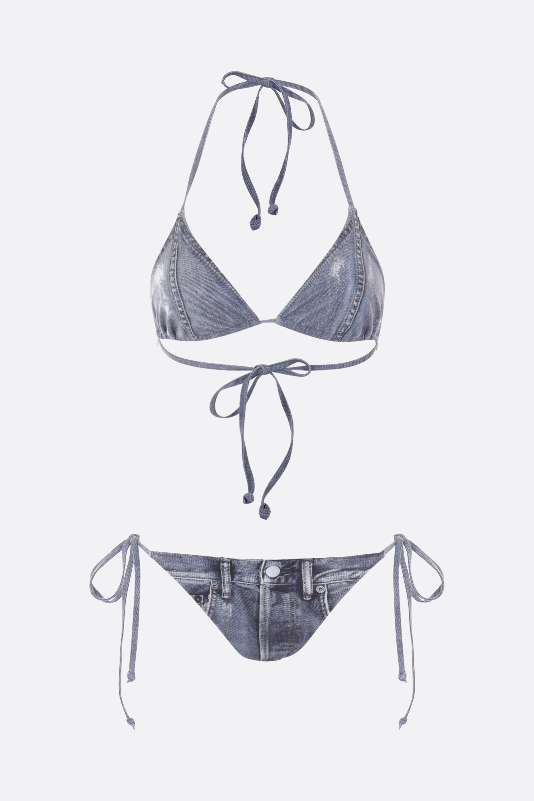trompe-l'oeil denim printed lycra bikini